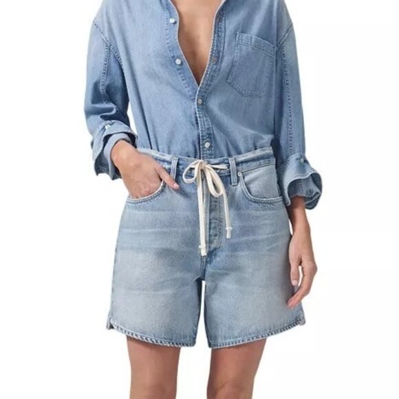 Citizens Of Humanity Brynn Drawstring Denim Shorts Womens 27 Casual Basic Chic - Picture 1 of 11